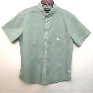 Men’s Chaps Button Down Short Sleeve Shirt Green